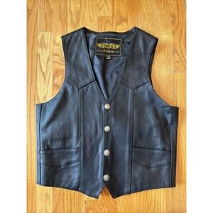 UNIK ULTRA Western Snap Front Vest Buffalo Nickel Snaps Leather Size 42 EUC